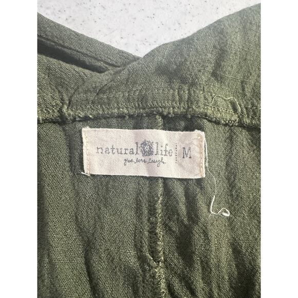 Natural Life Carly olive drab green overalls jumpsuit women M Linen Blend B18 - Picture 6 of 9